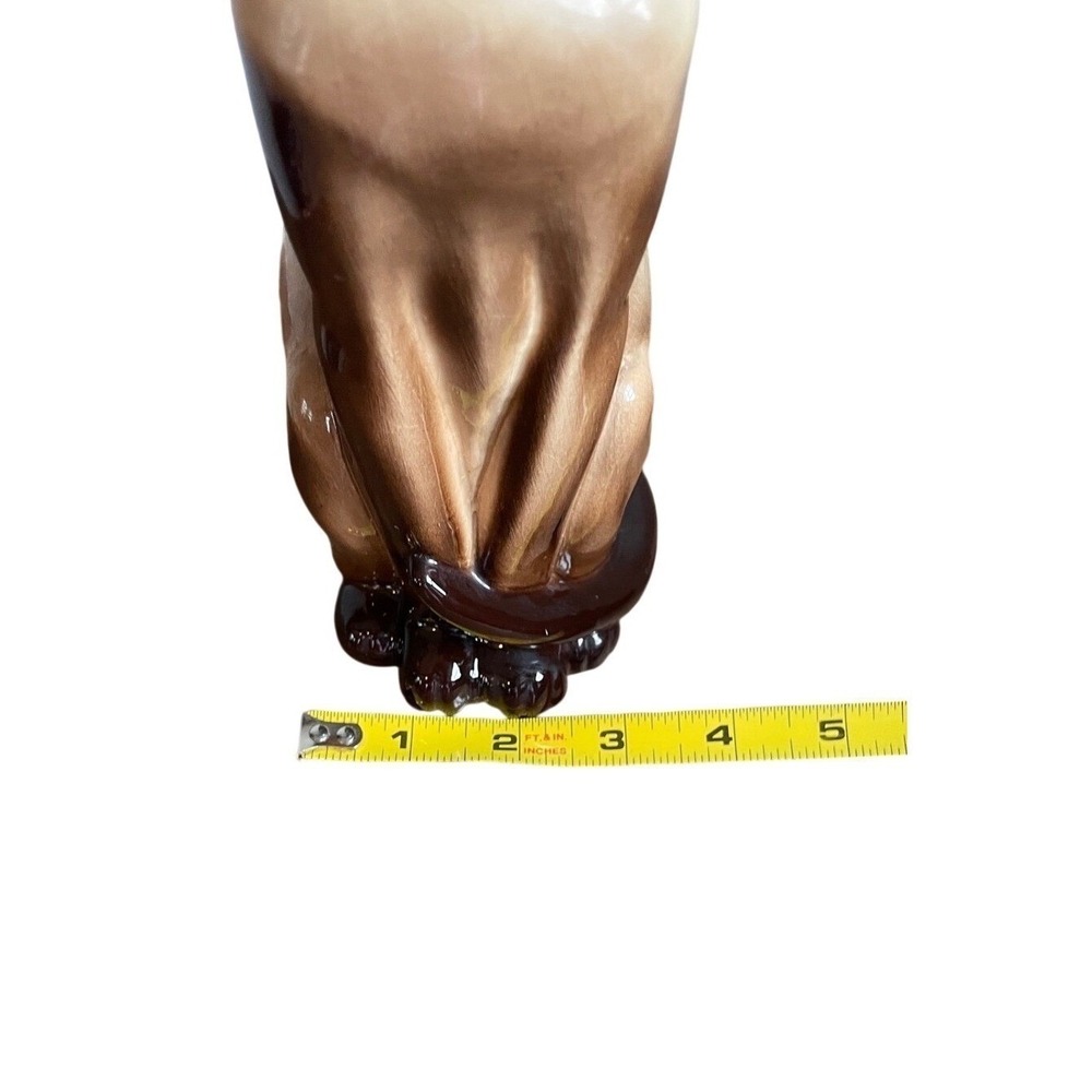 Vintage Ceramic Siamese Cat Figurine Brown Tan Glazed Sitting Tail 11" - Picture 10 of 10